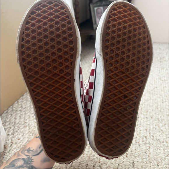 Vans Red and White Checkered High-Top Sneakers - Picture 6 of 7